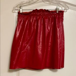 Red leather mini skirt